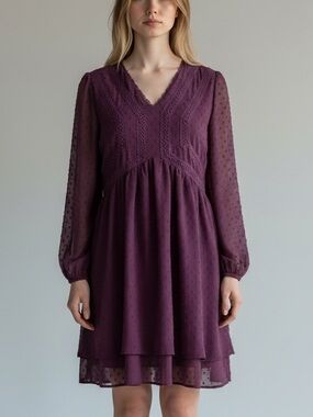 purple dress poshmark Chaps | Dresses | Chaps Purple Polka Dot Dress